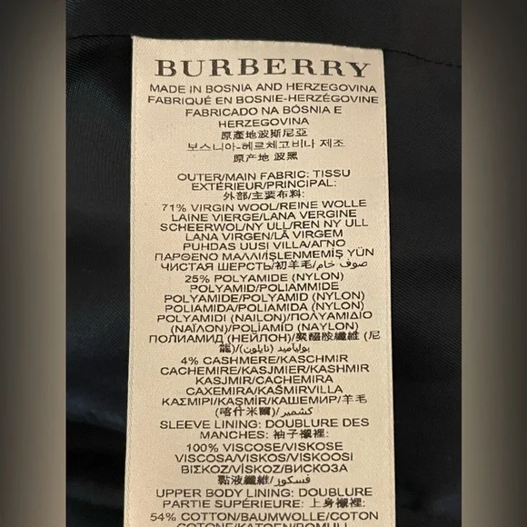 Burberry Black Fitted Trench Coat Wool - Picture 9 of 13